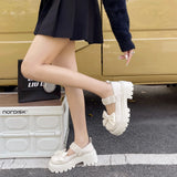 Mary Jane Shoes Female Spring New Pleated Bow Girl Single Shoes Thick Heel Fairy Wind Loafers Small White