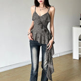 2024 Summer New Women's Clothing Solid Color Repair Street Fashion Slings Sexy Bare Waist Vest