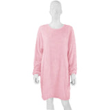 2020 Autumn Winter New Elegant Fashion O Neck Women's Dress Causal Loose Solid Plush Long Sleeve Ladies Dress Plus