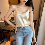 Wear Beige Women's Tube Top Satin Top V-Neck Aesthetic Clothing Trendy Camisole Bohemian Vest Open Back
