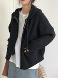 Zipper Women Y2k Knitwear Autumn Ladies Streetwear Jacket Sweater Coat Grunge Vintage Loose Solid Hooded Cardigans