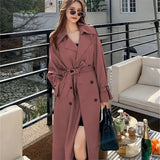 Women's Long-Term 2025 Spring And Autumn Black Korean Version Of Large-Size Small Man Popular British Wind Coat Over The Knee