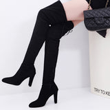New Autumn And Winter Large Size Over The Knee Boots High And Sharp Sharpened Zipper Women