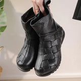Zingj And Winter New-Style Cowhide Flat-Soled Women's Shoes Leisure Leather Short Boots Middle-Aged Mother Shoes Warm And Comfortable Cotton