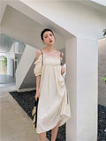 Off The Shoulder Summer Long Ruched Dress 2021 Spaghetti Strap Loose Backless Ladies Beach Dress Holiday