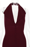 Burgundy Large Collar Halter Midi Dress- Outfit