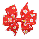 Printed Flower Hair Bows With Clip For Baby Girls Grosgrain Ribbon Boutique Hair Clip Barrettes Hair Accessories