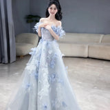 Evening Dress Women's 2025 New Word-To-Shoulder Light-To-Small Day Party Adult Dress Voice Art