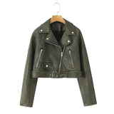 Retro Lapel Loose Imitation Leather Coat Personality Fashion Women's Fall Wash Zipper Type Leather