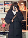 Black Down Cotton Clothes Female In The Long Style 2024 Winter Dress New Thickened Cotton-Padded Jacket Middle Drama Art Examination Students Over The Knee Coat-Outfit