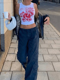 Eye Look Graphic Crop Tank Top- Outfit