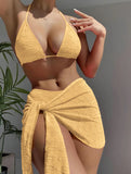 2023 New Back-Up Tie Three-Piece Swimsuit Three-Piece Ins Style