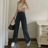 Zingj Waist Wide Leg Jeans Women Autumn Outfit 2024 New Versatile Show Thin Port Taste Straight Tube Hanging Feeling Drag Floor Pants Women-Outfit