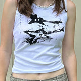 Zingj Doodle Color Print Thread Sleeveless Vest Spring / Summer 2023 New Diablo Hipster Skinny