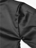 Satin Long Sleeve Buttoned Crop Blouse- Outfit