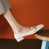 Retro Lady Commuter Metal Buckle Happy Shoes Women Spring / Summer 2025 Fashion New Thick Heel Single Shoes Small Leather