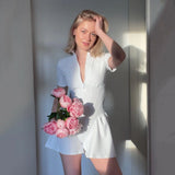 Autumn Sexy Bodycon Playsuit Women Outfits O Neck Short Sleeve Zipper Bodysuit Female Elegant Slim Playsuits
