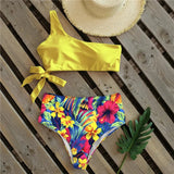 Bikinis Women 2023 New One Shoulder Swimwear High Waist Swimsuit Bandage Bathing Suits Beach Wear Biquini