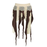 Subculture Niche Design Sense Splicing Rag Low-Rise Hottie Irregular Ribbon With Inner Liner