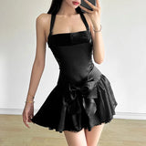2025 Summer New Women's Clothing Sexy Pure Hot Girl Bow Hanging Neck Bare Back Dress Dress
