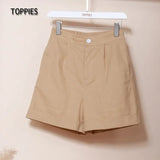 Summer Imitation linen Shorts Pants Sets Woman Leisure Fake Sleeve Belt Shirts High Waist Shorts Wide Leg