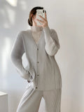 Folded HP Series 2025 Miyake Spring And Autumn Folded Women's Loose Folding Set Top Straight