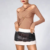 Temperamental Socialite Bottom Shirt 2025 Autumn New Shoulder Hollow Kink Design Slim Short Jacket