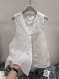 Vest Women's Summer 2024 New Design Feeling Of European Root Yarn Embroidery New Chinese Style Outside Folded Horse