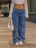 Waist Jeans Women Baggy Jeans 2022 New Fashion Straight Leg Pants Y2k Denim Trousers Vintage Loose Blue Washed Mom Jeans