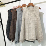 And Winter Clothing Thick Wool Vest Female Knitted Vest Loose Large Size Round Neck In The Long Section Of The Wild