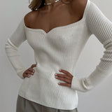 Autumn V Neck Women Knitted Sweater Tops Long Sleeve Skinny Basic 2022 Sexy Casual Pullover