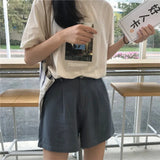 Women Summer 2020 New High Waist Casual Women's Loose Trendy All-match Simple Daily Elegant Lovely Solid Female