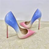 blue pink crocodile pattern 8cm 10cm 12cm super high heel pointed toe big size 33-45 stiletto lady pumps QP181