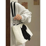 Aesthetic Bow Large Capacity Canvas Shoulder BagOutfit