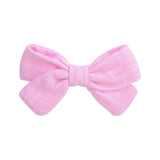 Cotton Linen Leopard Print Hair Bows With Clip For Baby Girls Plaid Hair Clips Barrettes Hairpins Headwear Hair