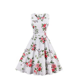 Green Christmas Pleated Party Dress Retro Vintage Tree Print Sleeveless Elegant Cotton Women Rockabiily Jurken With