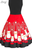 Christmas Costume Party Dress Women Long Sleeve Deep V-neck Vintage Elegant Winter Dress New Year Holiday