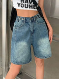 vintage crop denim shorts with wash