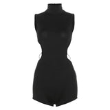 Summer Fashion Trend Women's New Round Collar Hollow Repair Body Pick-Up Full-Body Jump-Up Band