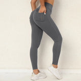 Zingj Butt Overalls Tight Pocket Yoga Pants Female High Waist Elastic Lift Hip Button Speed Dry Running Fitness Pants Women-Outfit