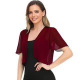 Splicing Chiffon Blouse Solid Color Short Sleeve Cardigan Thin