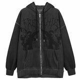 Angel Fairy Grunge Dark Print Jacket Women Hip-hop Streetwear Harajuku Anime Hoodies Coat Autumn Zipper Y2k Girl