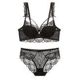 New Top Ultra-thin Underwear Set Push-up Bra And Panty Sets Hollow Brassiere Gather Sexy Bra Plus Size Lace Lingerie