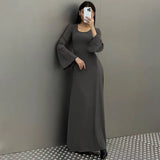 Zingj Women's New Autumn New Fashion Loose U-Neck Back With Long-Sleeved