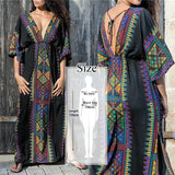 Elegant Quick-drying Striped V-Neck Self Belted Summer Beach Dress Black Cotton Tunic Plus Size Women Beachwear Kaftan