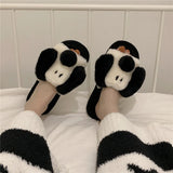 Newest Spring/Autumn Womens Indoor Slippers Short Smooth Plush Dog Style Fluffy Fur Antiskid Home Cotton Flats