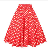Women's A Line Black Swing Midi Skirt Runway Vintage Sundress Pinup 50s 60s Cotton High Waist School Daily Rockabilly