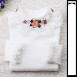 Spring Autumn Cotton Children Base T Shirts Baby Girls Clothes Long Sleeve Floral Casual T Shirt Tops Kids Lace T