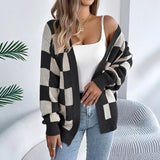 Autumn And Winter Lattice Lantern Sleeve Sweater Long Coat Women's