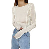 Zingj Long-Sleeved T-Shirt In Early Autumn 2023 Pure Color, Slim And Thin Niche Fashion Bottom Shirt Women's Clothing-Outfit